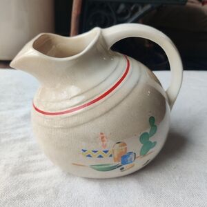 Midcentury Ball Jug Pitcher Cactus Southwest Farmhouse Cottage Patina Vase Rusti